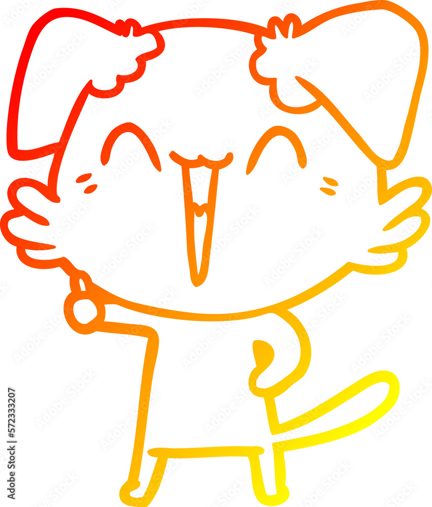 Fototapeta premium warm gradient line drawing happy little dog cartoon