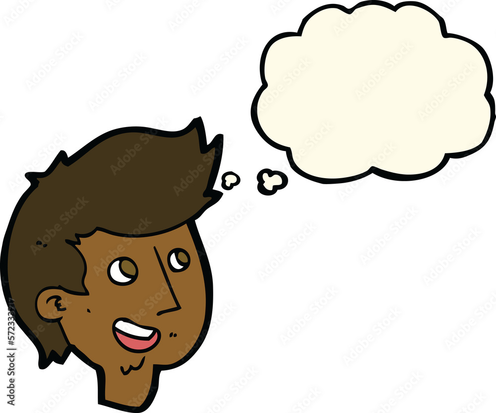 cartoon happy boy face with thought bubble cartoon happy boy face with thought bubble