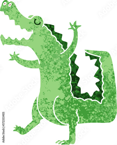 quirky retro illustration style cartoon crocodile