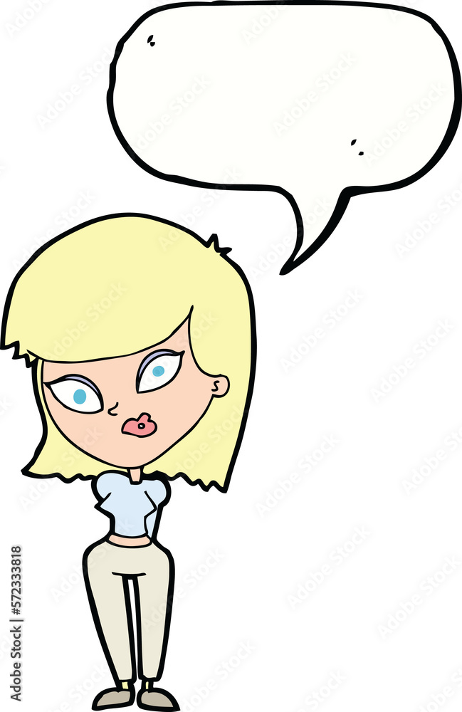 cartoon confused woman with speech bubble cartoon confused woman with speech bubble