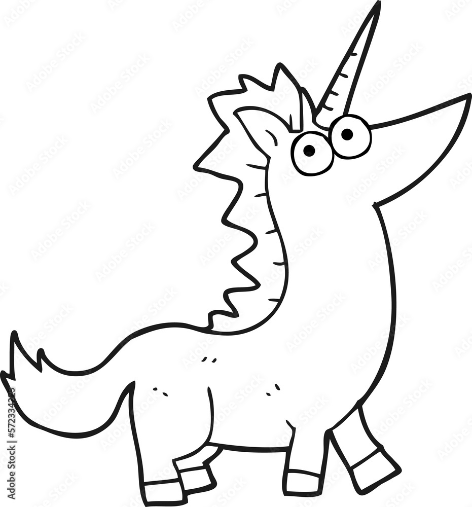 black and white cartoon unicorn black and white cartoon unicorn