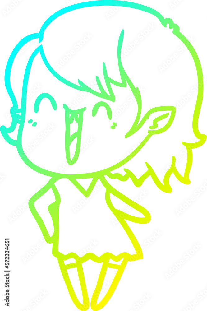 cold gradient line drawing cute cartoon happy vampire girl cold gradient line drawing cute cartoon happy vampire girl