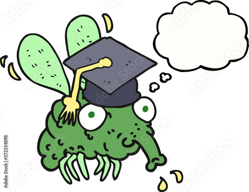thought bubble cartoon fly graduate