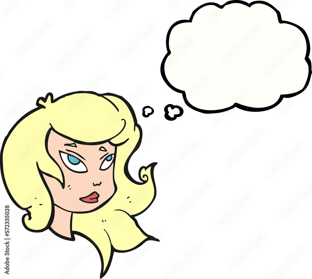 thought bubble cartoon female face thought bubble cartoon female face