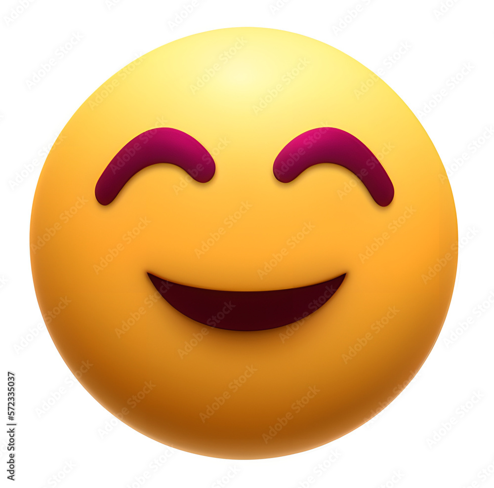 lucky / happy emoji 3d icon isolated on white background generative ai funny smiley smiling face
