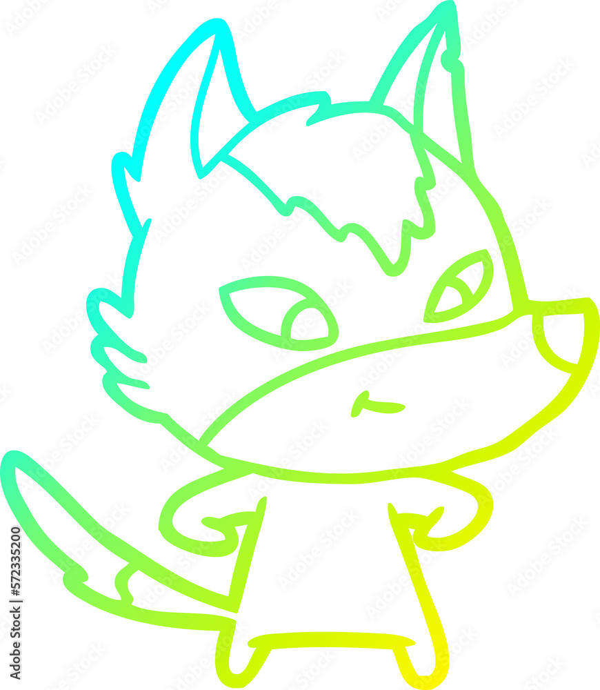 cold gradient line drawing friendly cartoon wolf cold gradient line drawing friendly cartoon wolf