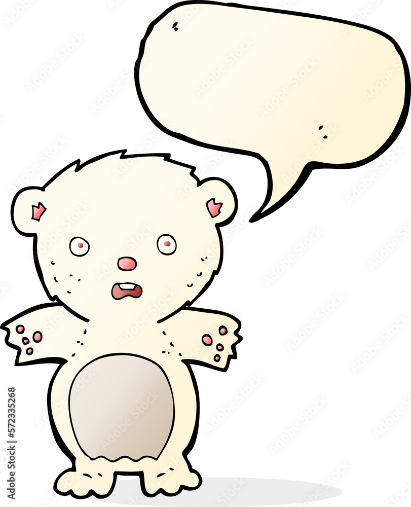 frightened polar bear cartoon with speech bubble frightened polar bear cartoon with speech bubble