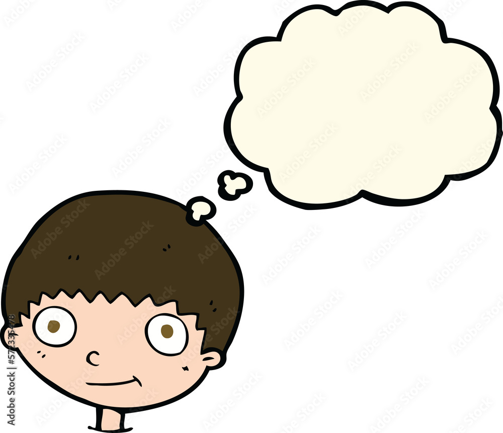 cartoon happy boy with thought bubble cartoon happy boy with thought bubble