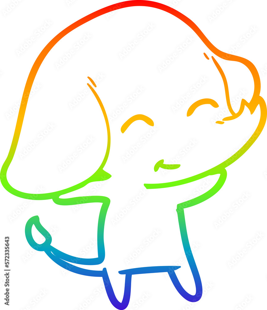 rainbow gradient line drawing cute cartoon elephant rainbow gradient line drawing cute cartoon elephant