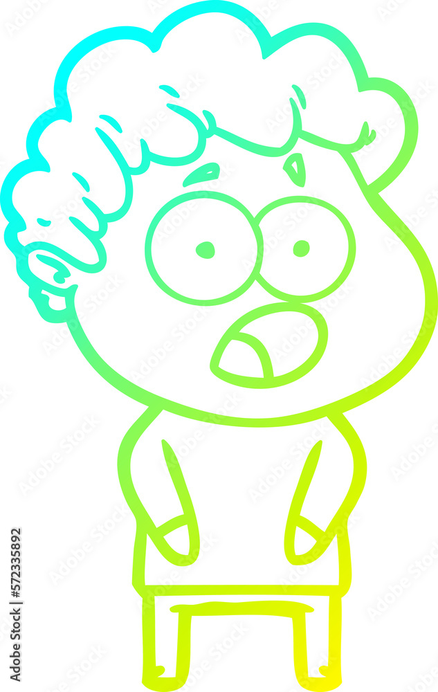 Obraz premium cold gradient line drawing cartoon shocked man