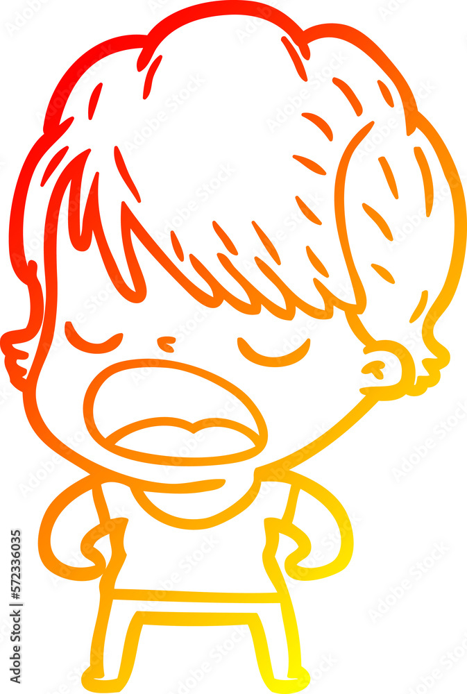 warm gradient line drawing cartoon woman talking warm gradient line drawing cartoon woman talking