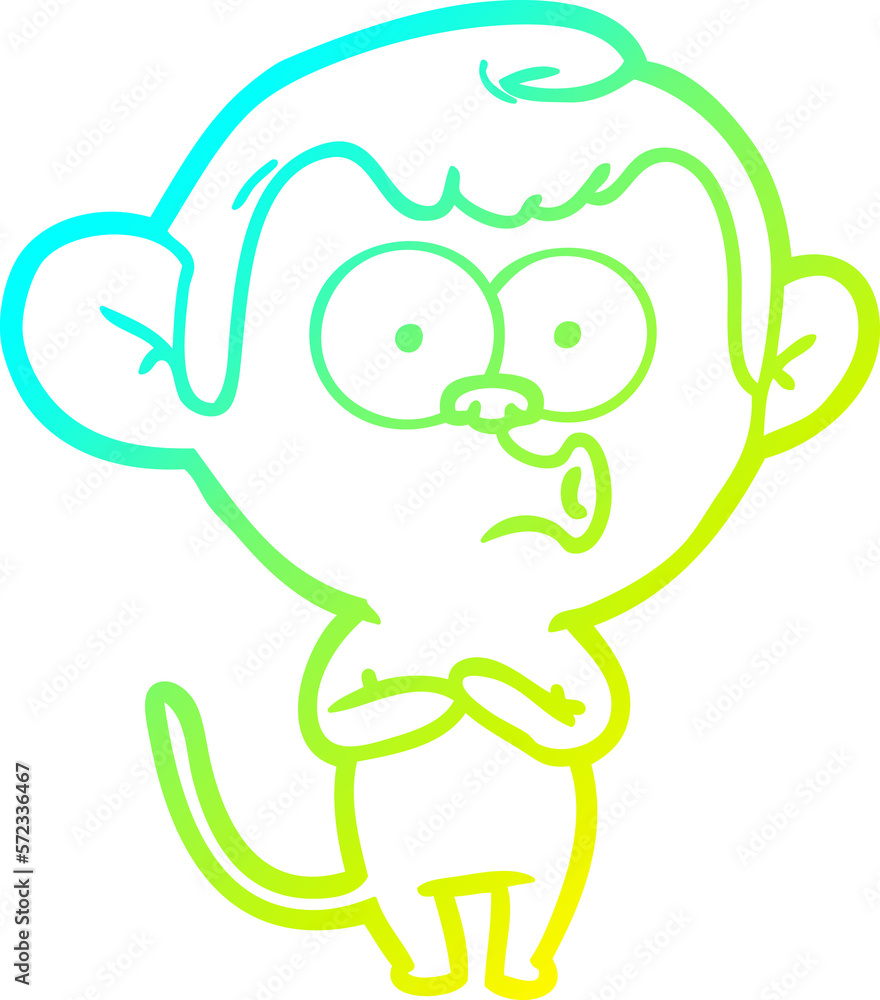 cold gradient line drawing cartoon hooting monkey cold gradient line drawing cartoon hooting monkey