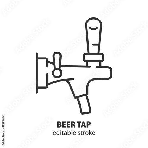 Beer tap line icon. Vector bar equipment sign. Editable stroke.