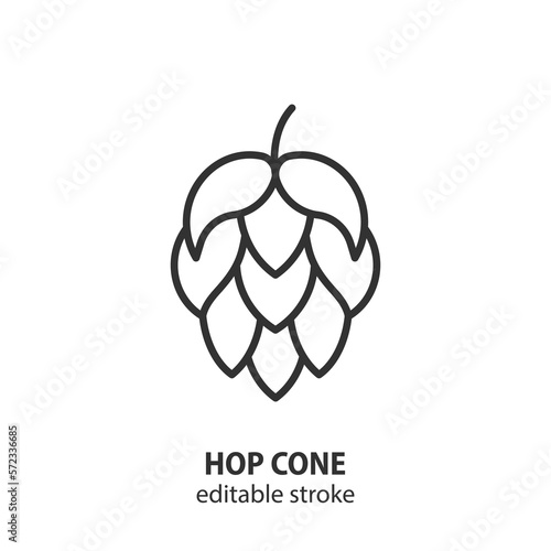 Hop cone line icon. Brewery vector sign. Beer symbol. Editable stroke.
