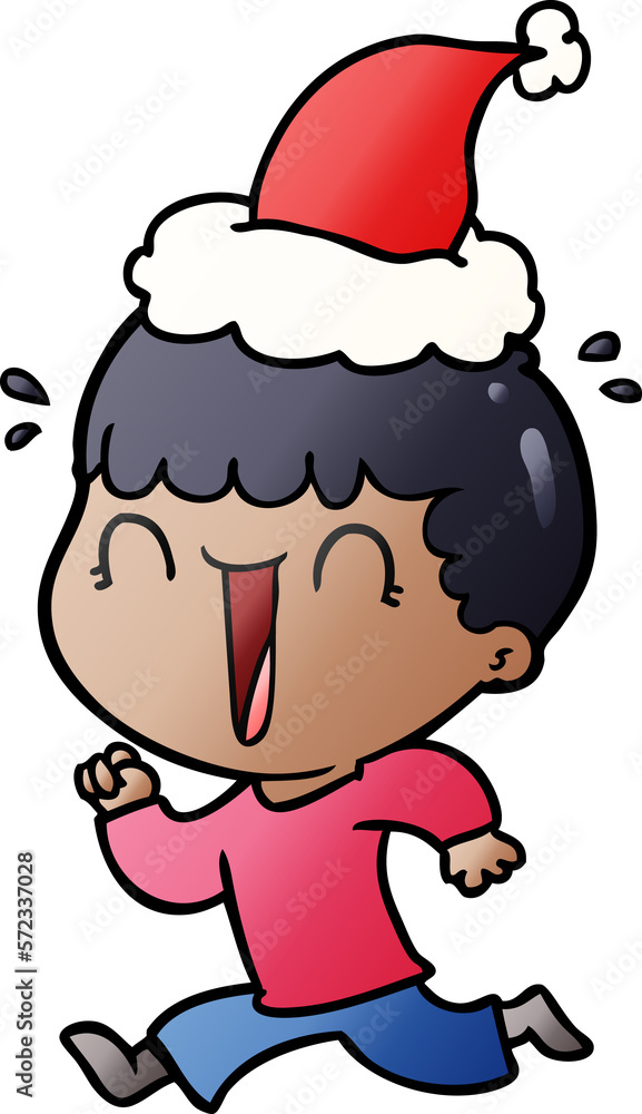 laughing gradient cartoon of a man wearing santa hat laughing gradient cartoon of a man wearing santa hat