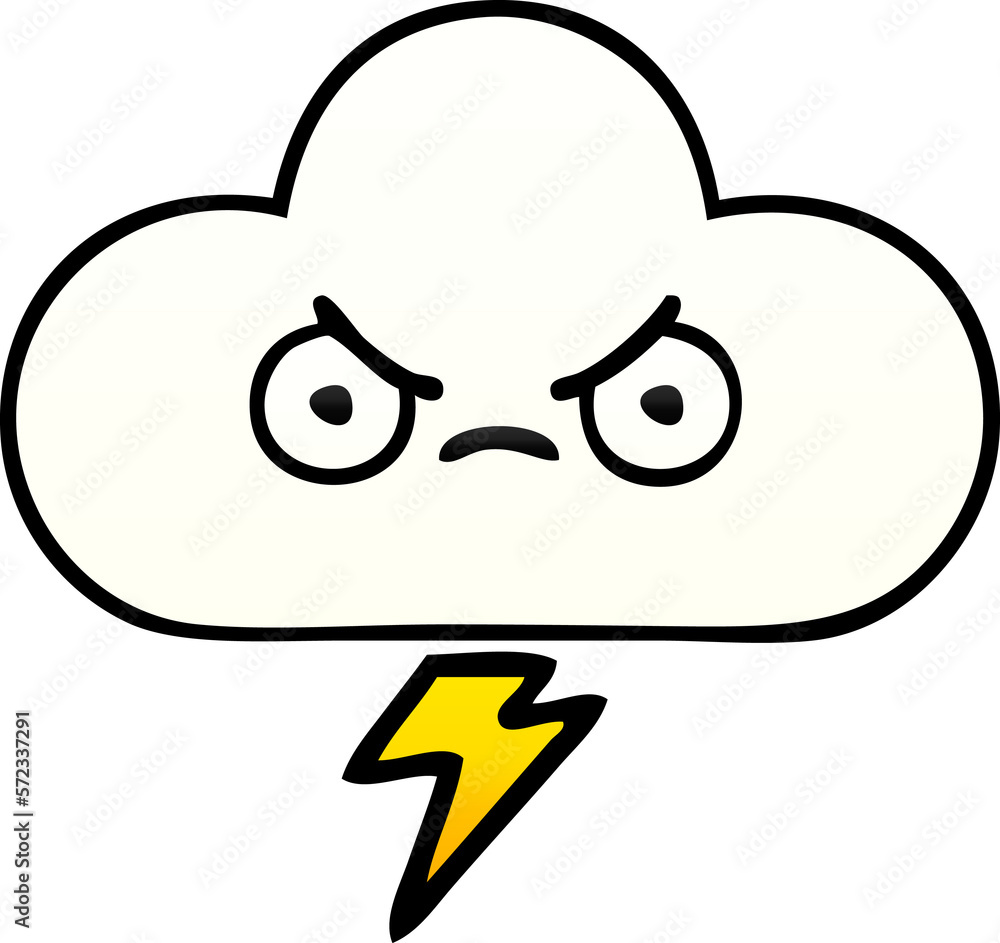 gradient shaded cartoon thunder cloud gradient shaded cartoon thunder cloud