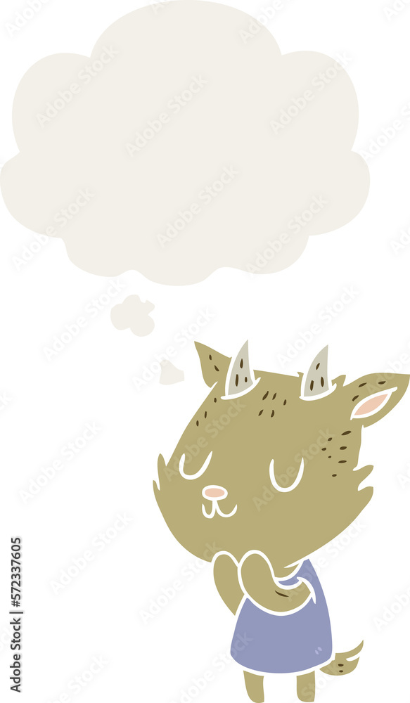 cartoon goat and thought bubble in retro style cartoon goat and thought bubble in retro style