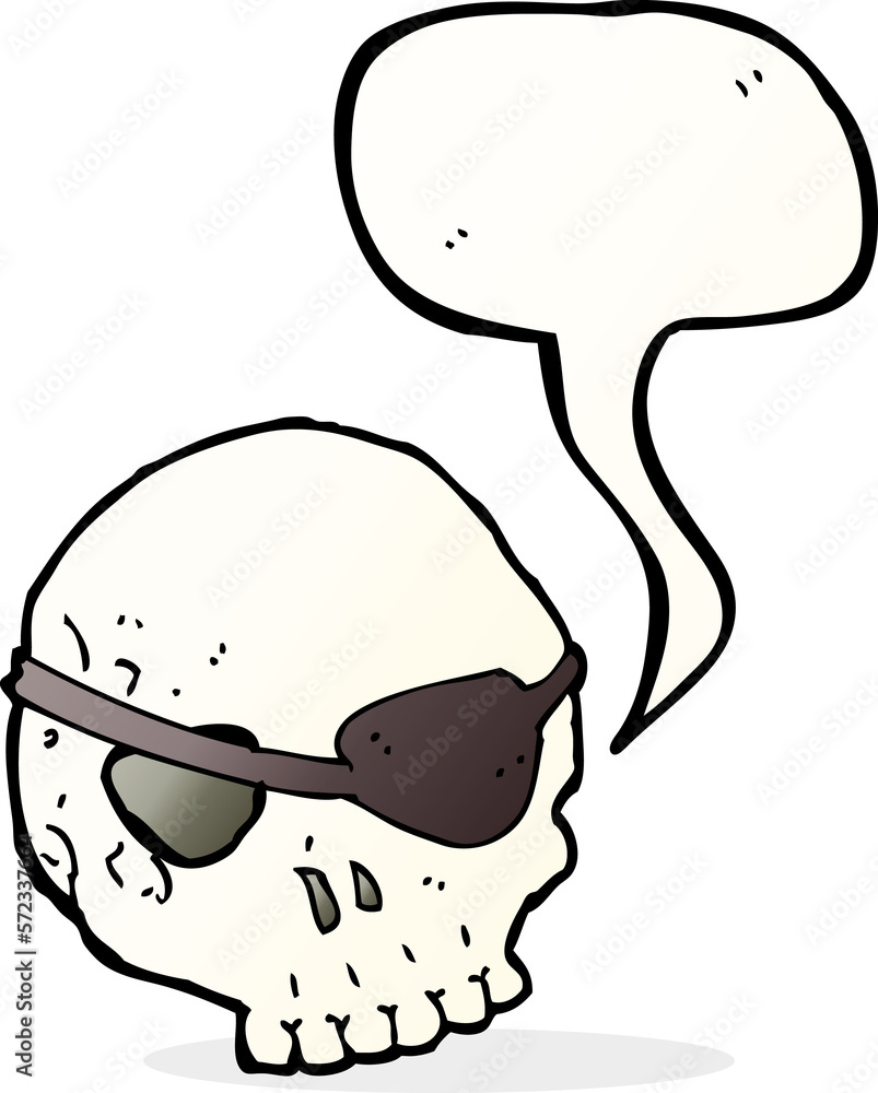 cartoon skull with eye patch with speech bubble cartoon skull with eye patch with speech bubble