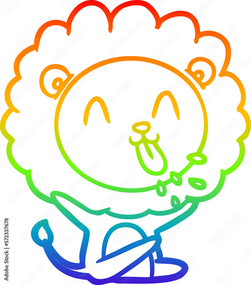 rainbow gradient line drawing happy cartoon lion rainbow gradient line drawing happy cartoon lion