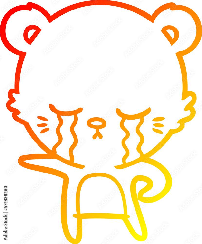 warm gradient line drawing crying cartoon bear warm gradient line drawing crying cartoon bear