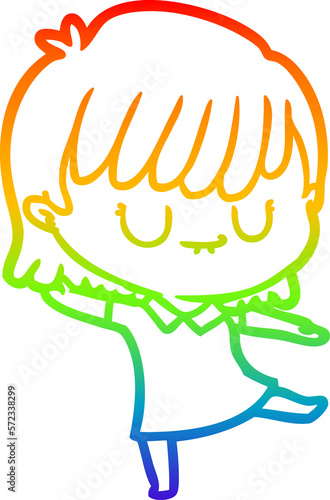 rainbow gradient line drawing cartoon woman