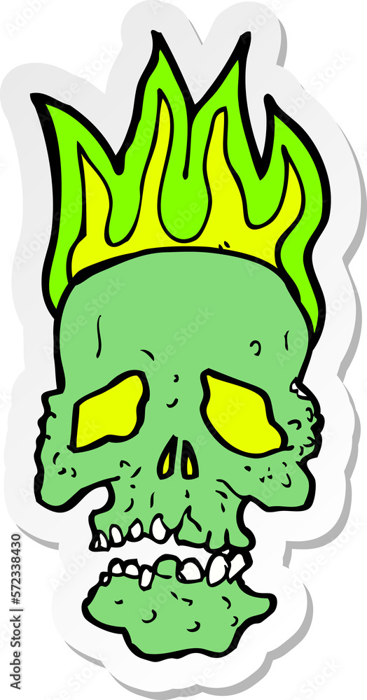 sticker of a cartoon skull sticker of a cartoon skull