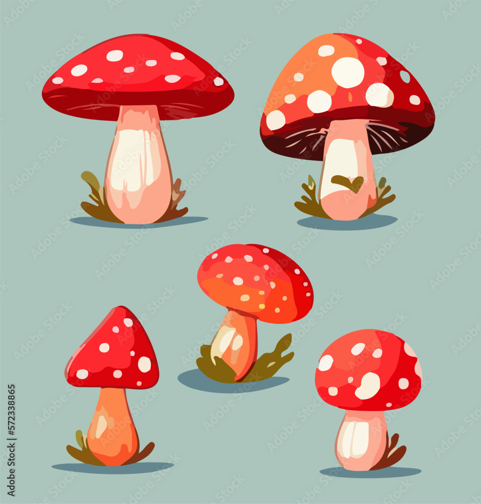 Cartoon mushrooms. Vector illustration, print for background, print on fabric, paper, wallpaper, packaging. Cartoon mushrooms. Vector illustration, print for background, print on fabric, paper, wallpaper, packaging.