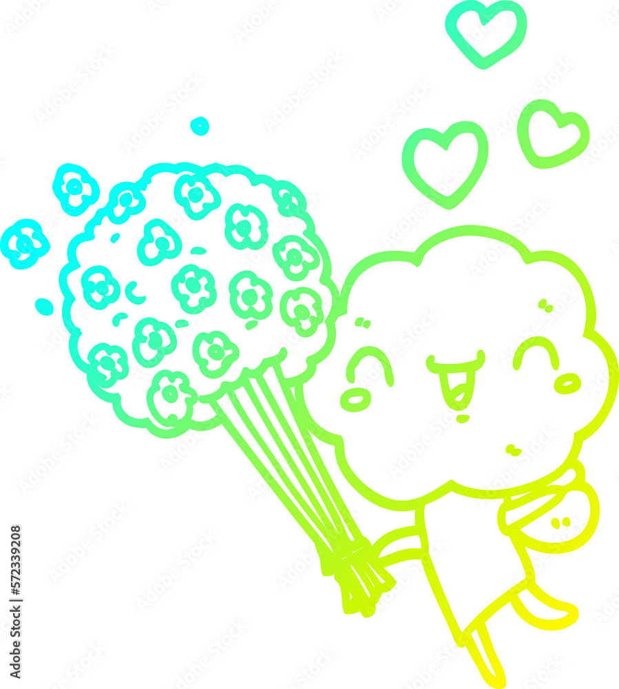 cold gradient line drawing cute cartoon cloud head creature cold gradient line drawing cute cartoon cloud head creature