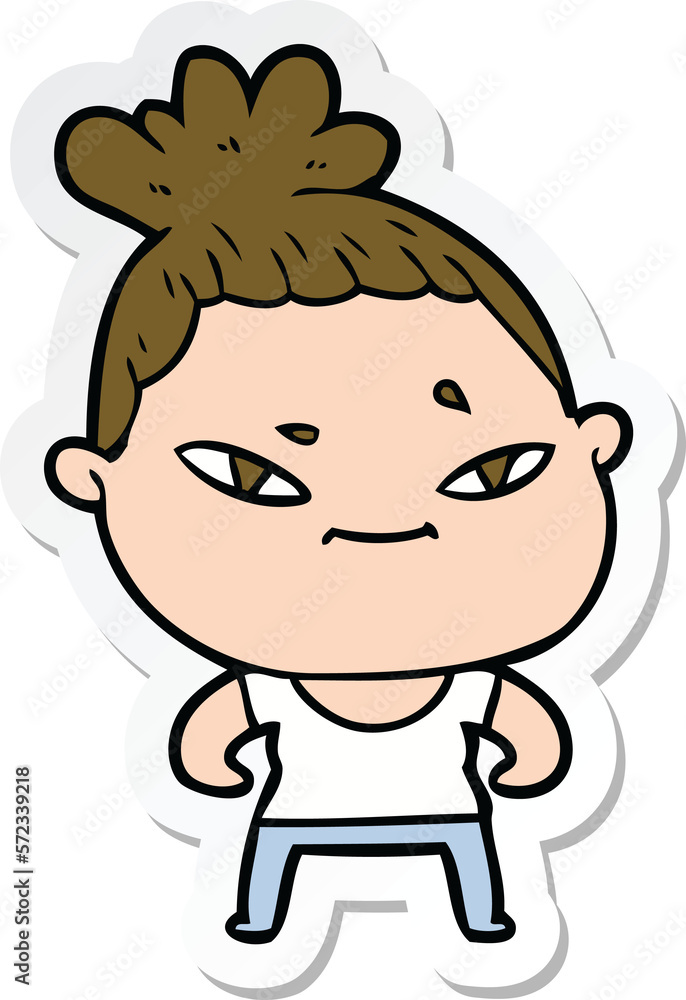 sticker of a cartoon woman