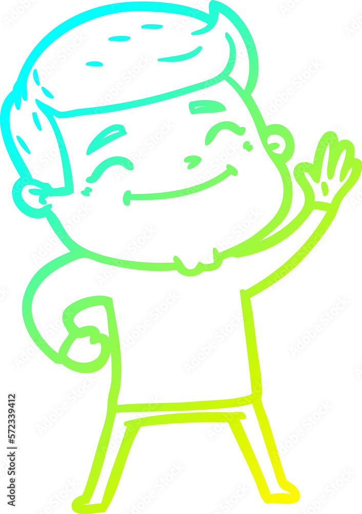 cold gradient line drawing happy cartoon man