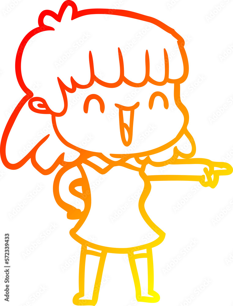 warm gradient line drawing cartoon happy girl warm gradient line drawing cartoon happy girl