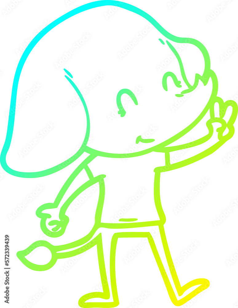 cold gradient line drawing cute cartoon elephant cold gradient line drawing cute cartoon elephant