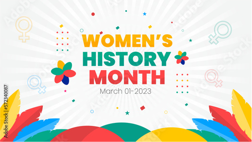 Women's History Month background. Womens History Month banner design. Celebrated annual in March, to mark women’s contribution to history. 