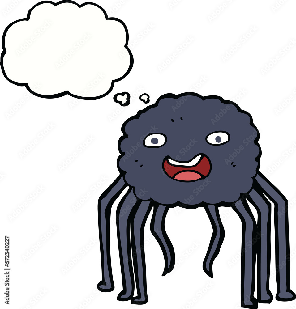 Obraz premium cartoon spider with thought bubble