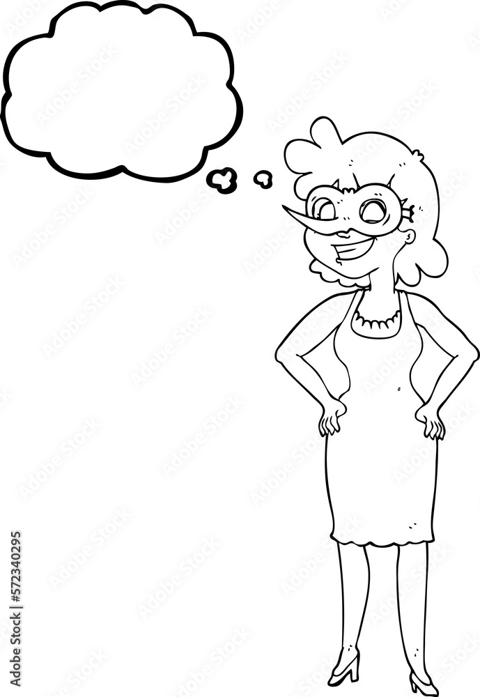 thought bubble cartoon woman wearing mask thought bubble cartoon woman wearing mask