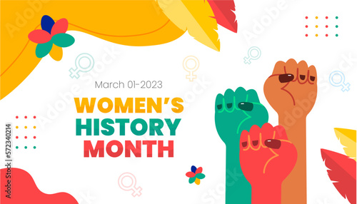 Women's History Month background. Womens History Month banner design. Celebrated annual in March, to mark women’s contribution to history. 