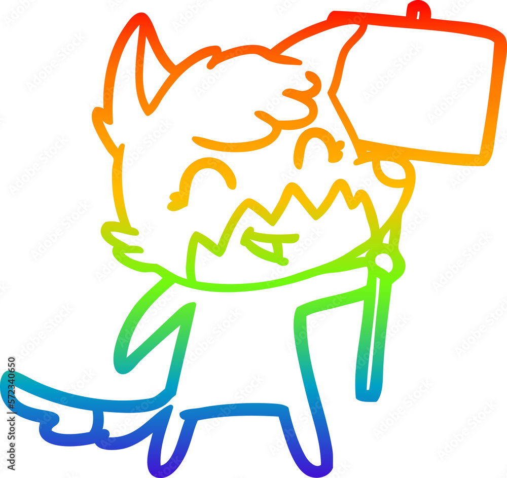 rainbow gradient line drawing happy cartoon fox rainbow gradient line drawing happy cartoon fox