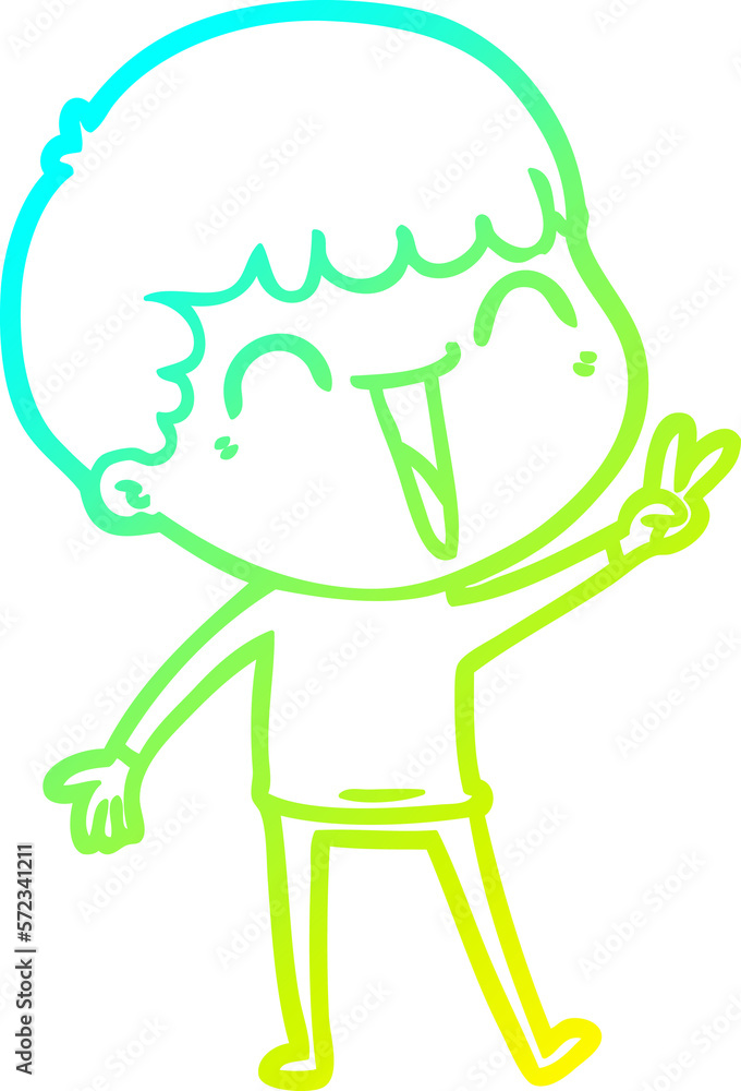 cold gradient line drawing cartoon happy man cold gradient line drawing cartoon happy man