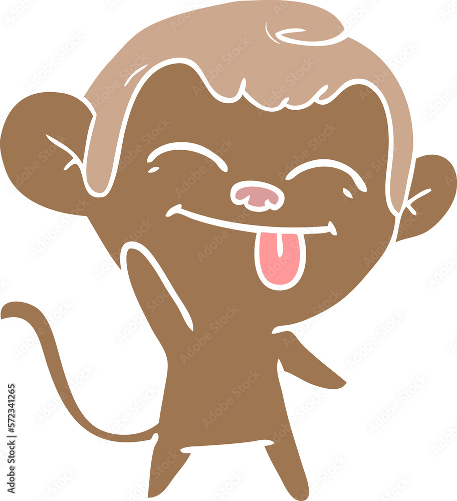 funny flat color style cartoon monkey waving funny flat color style cartoon monkey waving