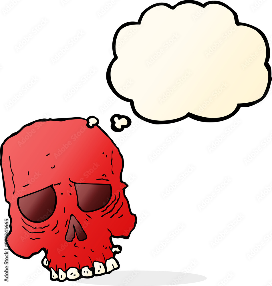 cartoon spooky skull with thought bubble cartoon spooky skull with thought bubble
