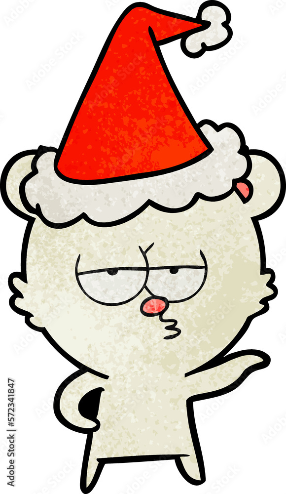 bored polar bear textured cartoon of a wearing santa hat bored polar bear textured cartoon of a wearing santa hat