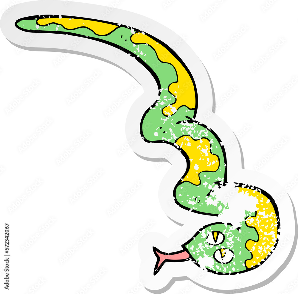 Fototapeta premium retro distressed sticker of a cartoon hissing snake