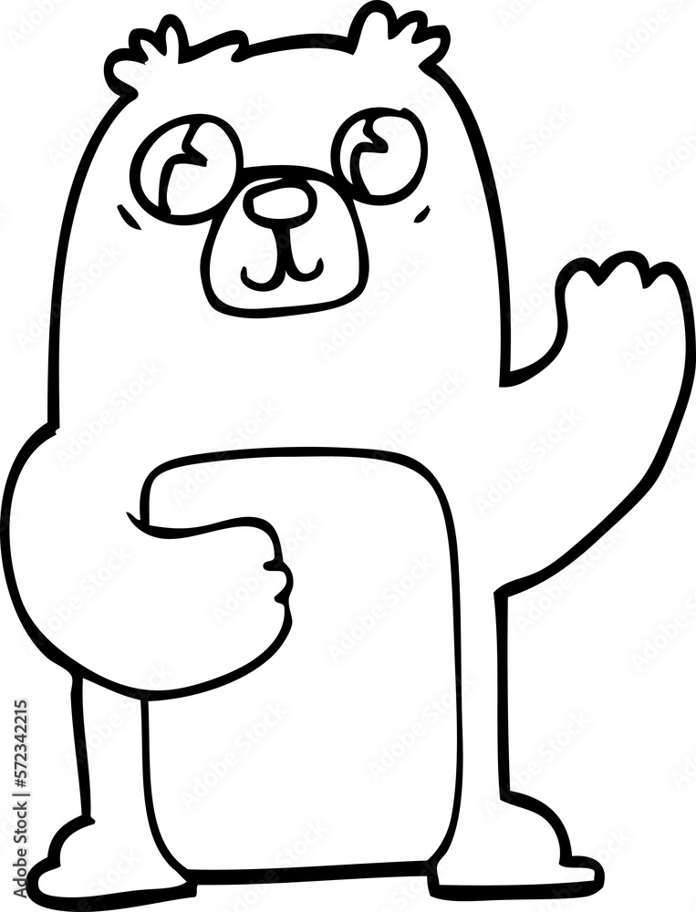Fototapeta premium line drawing cartoon wide eyed bear