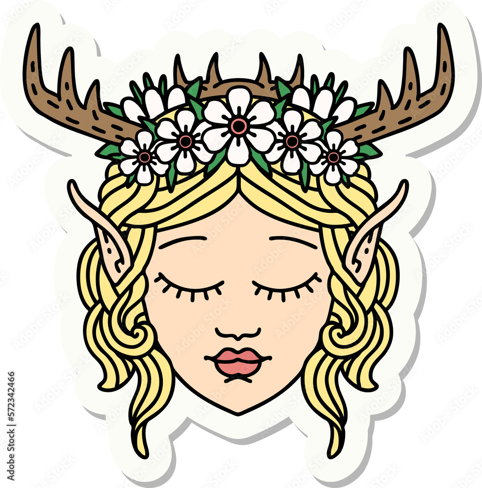 elf druid character face sticker elf druid character face sticker