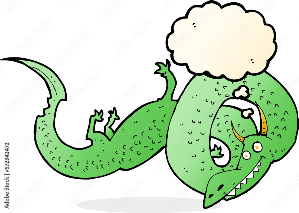 Fototapeta premium cartoon chinese dragon with thought bubble
