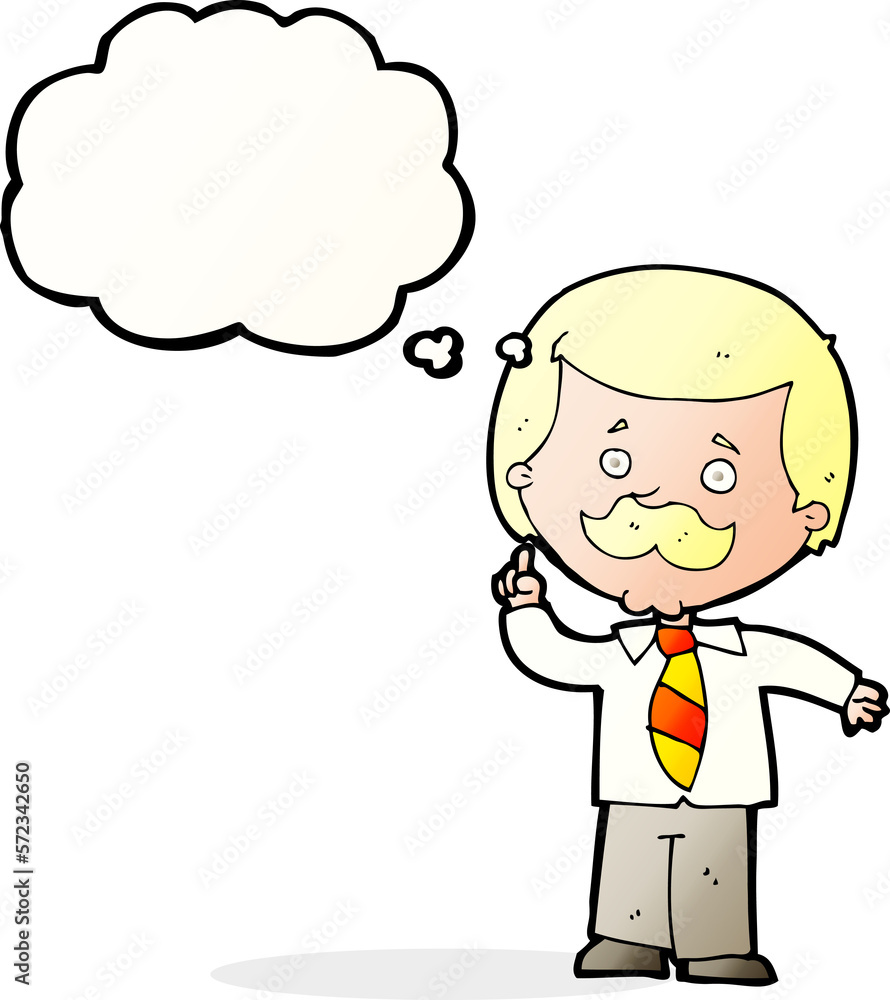cartoon newsreader man with idea with thought bubble cartoon newsreader man with idea with thought bubble