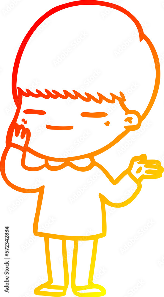 warm gradient line drawing cartoon smug boy warm gradient line drawing cartoon smug boy