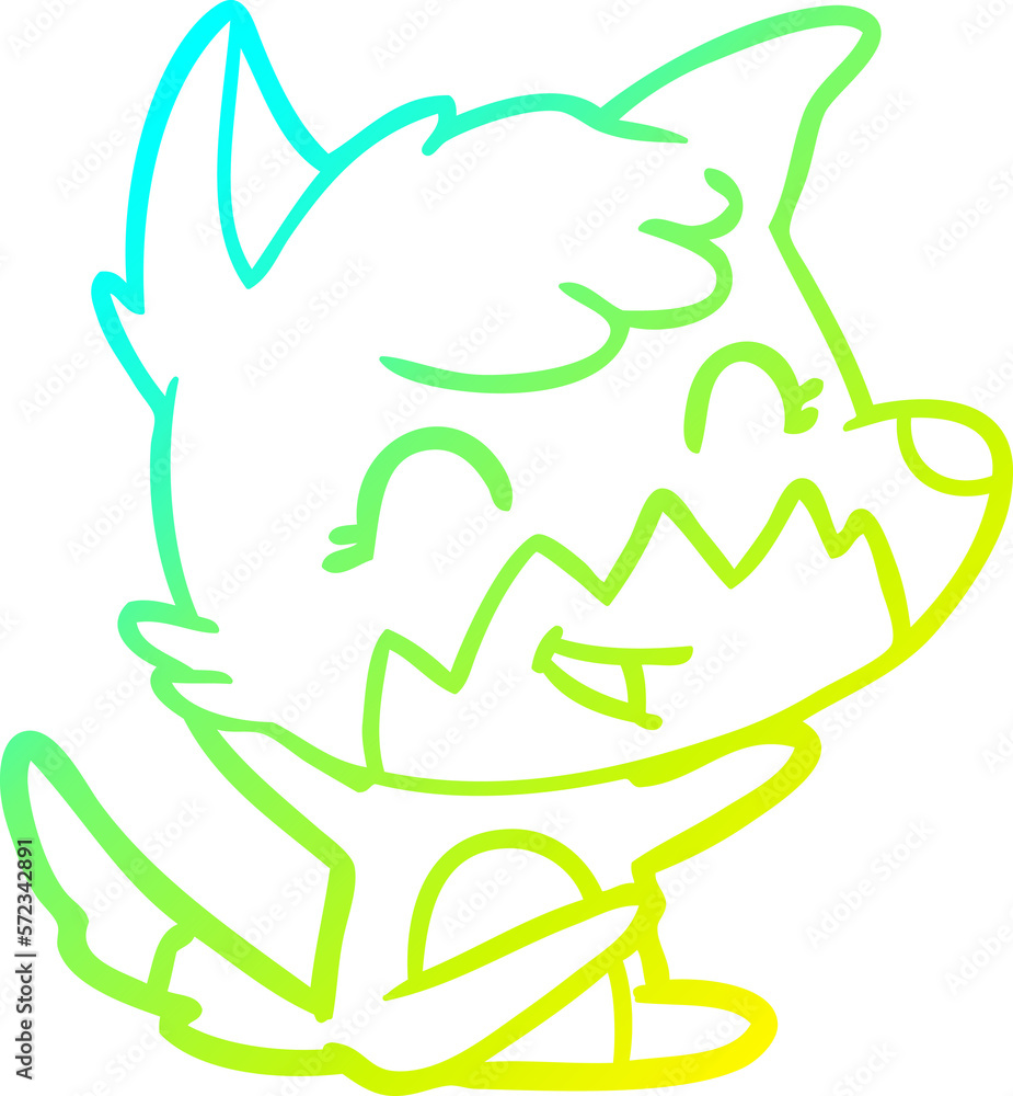 cold gradient line drawing happy cartoon fox cold gradient line drawing happy cartoon fox