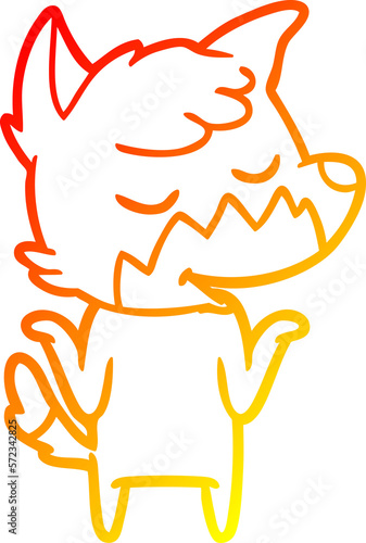 warm gradient line drawing friendly cartoon fox