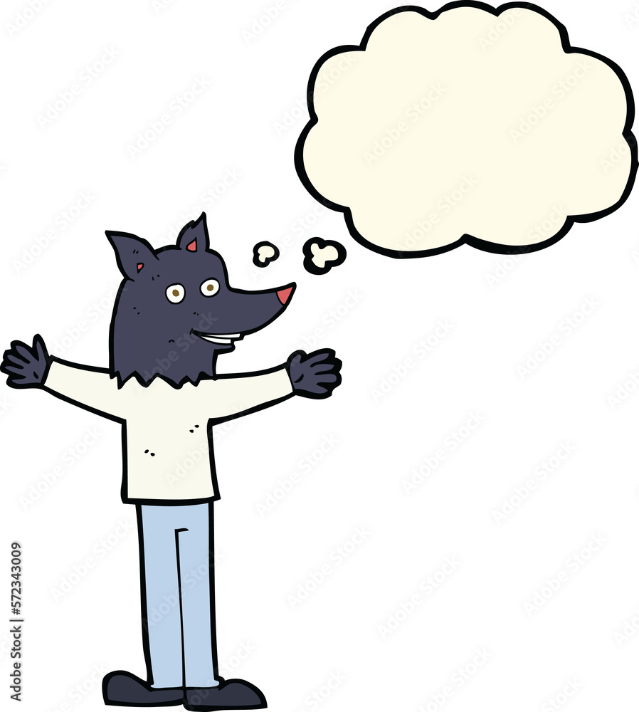 cartoon werewolf with thought bubble cartoon werewolf with thought bubble